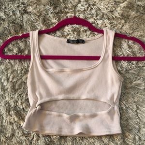 nasty gal ribbed white cut out crop top